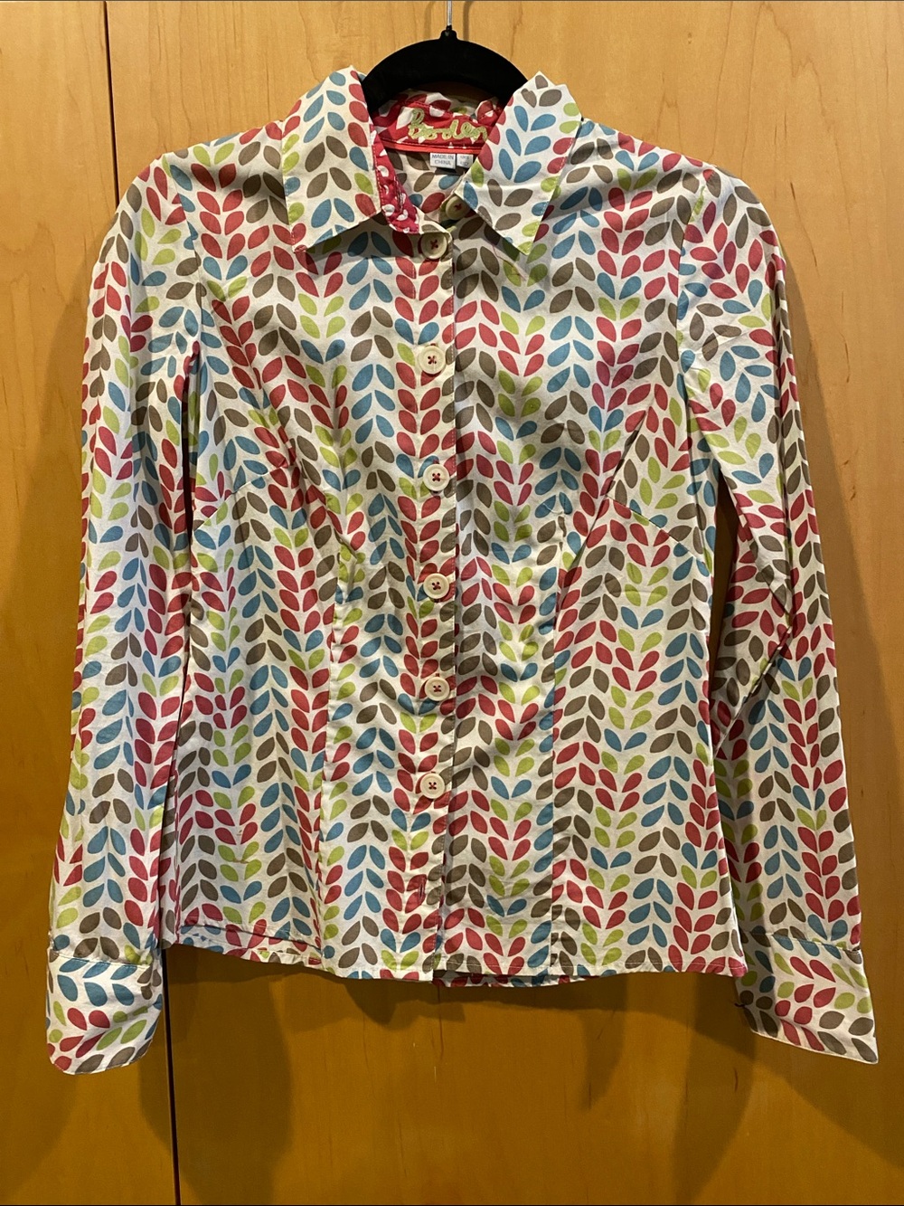 Boden Multicolor Leaf-Print Button-Down Shirt